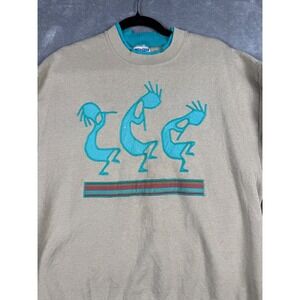 Vintage Kokopelli Sweatshirt‎ Jerzees L Made USA Southwest Graphic 90s